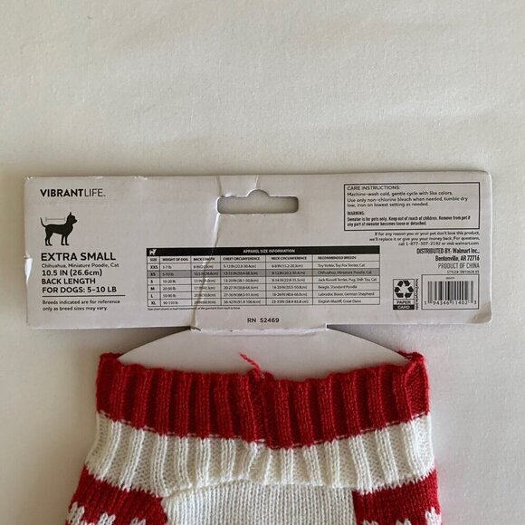 Vibrant Life Holiday Merry Bright Snowflakes Dog/Cat Sweater XS New - Picture 5 of 7